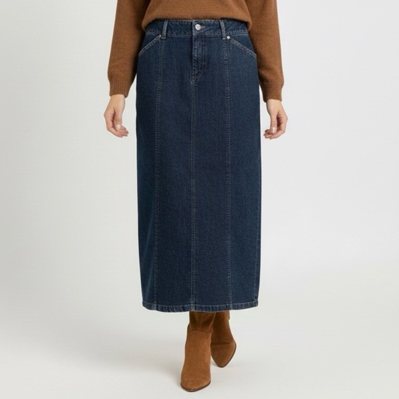 Tribal Dresses & Skirts - Vintage Maxi Denim Jean Skirt - 10/32-33" Waist, LONG BACK SLIT!